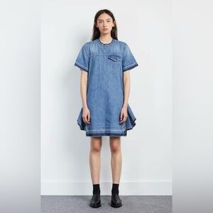 SACAI Denim Ruffle Dress, pre-owned, size M